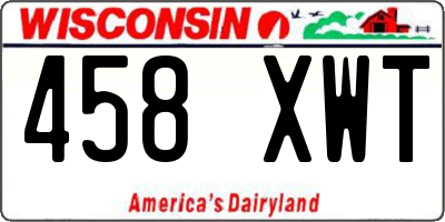 WI license plate 458XWT