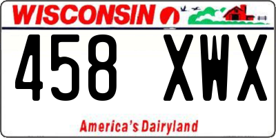 WI license plate 458XWX