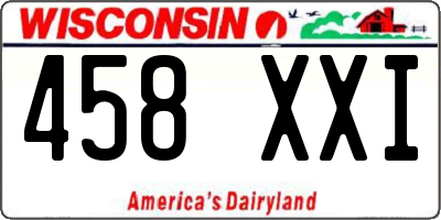 WI license plate 458XXI