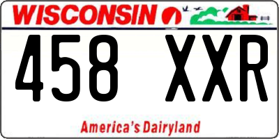 WI license plate 458XXR