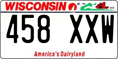 WI license plate 458XXW