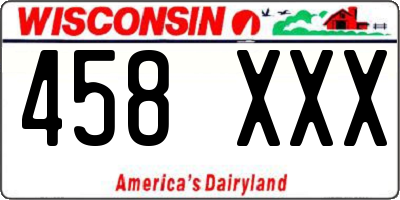 WI license plate 458XXX