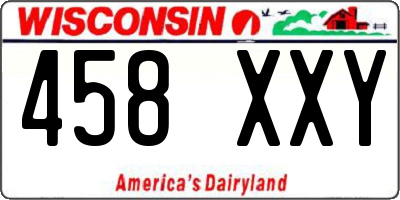 WI license plate 458XXY