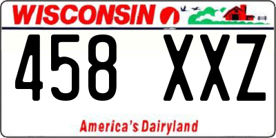 WI license plate 458XXZ
