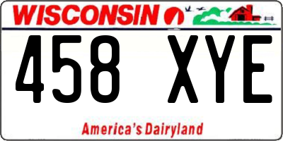 WI license plate 458XYE
