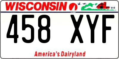 WI license plate 458XYF