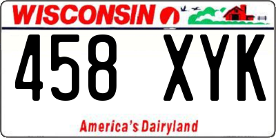 WI license plate 458XYK