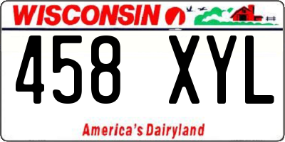 WI license plate 458XYL
