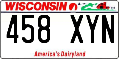 WI license plate 458XYN