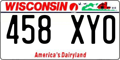 WI license plate 458XYO
