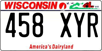 WI license plate 458XYR