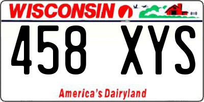 WI license plate 458XYS