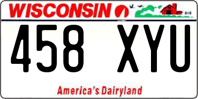 WI license plate 458XYU