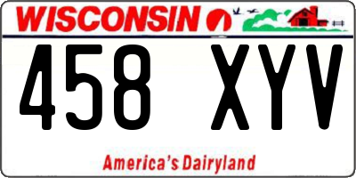 WI license plate 458XYV