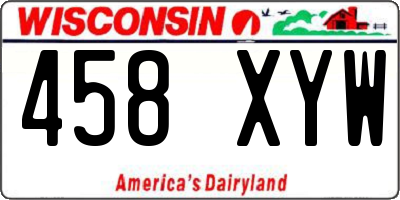 WI license plate 458XYW