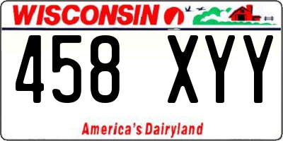 WI license plate 458XYY