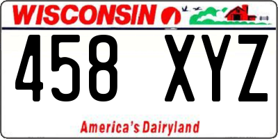 WI license plate 458XYZ