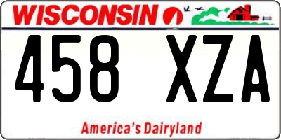 WI license plate 458XZA