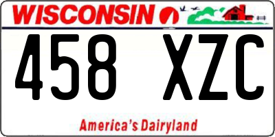 WI license plate 458XZC