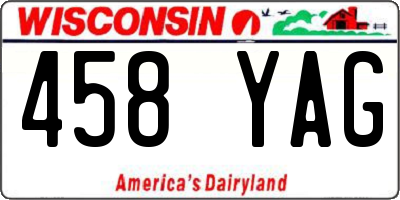 WI license plate 458YAG