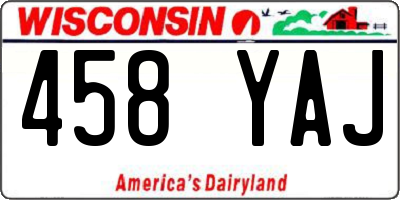 WI license plate 458YAJ