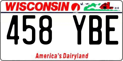 WI license plate 458YBE