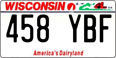 WI license plate 458YBF