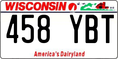 WI license plate 458YBT