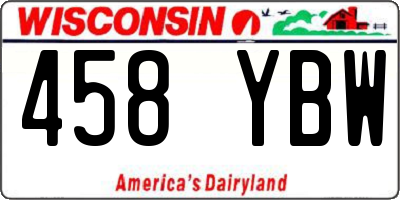 WI license plate 458YBW