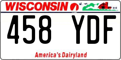 WI license plate 458YDF