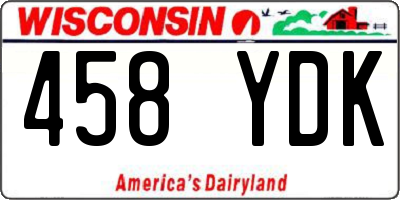 WI license plate 458YDK