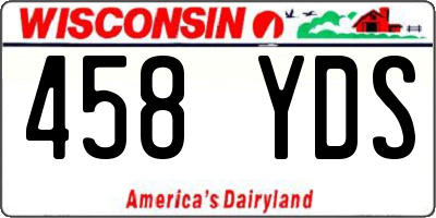 WI license plate 458YDS