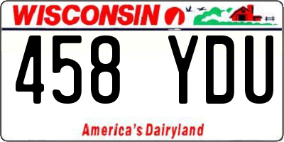 WI license plate 458YDU