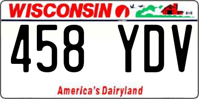 WI license plate 458YDV