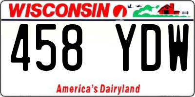 WI license plate 458YDW