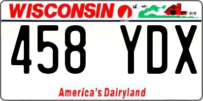 WI license plate 458YDX