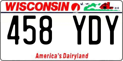 WI license plate 458YDY