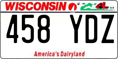 WI license plate 458YDZ