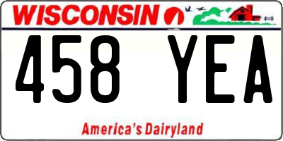 WI license plate 458YEA