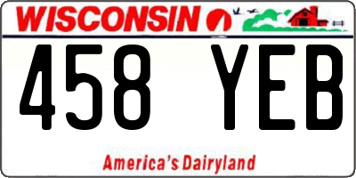 WI license plate 458YEB