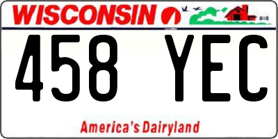 WI license plate 458YEC