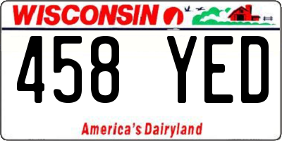 WI license plate 458YED