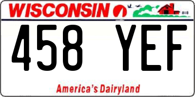 WI license plate 458YEF