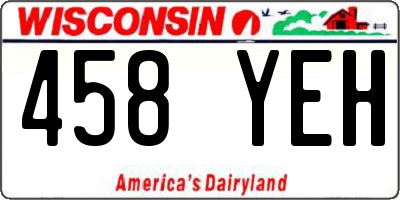 WI license plate 458YEH