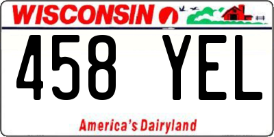 WI license plate 458YEL