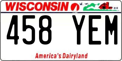 WI license plate 458YEM