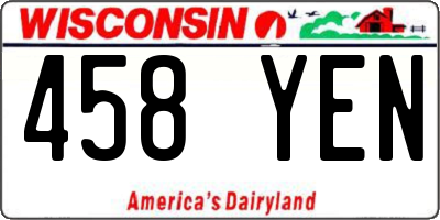 WI license plate 458YEN