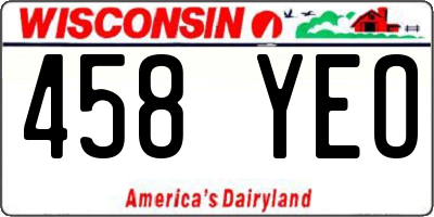 WI license plate 458YEO