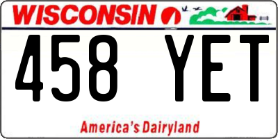 WI license plate 458YET