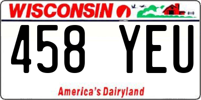 WI license plate 458YEU